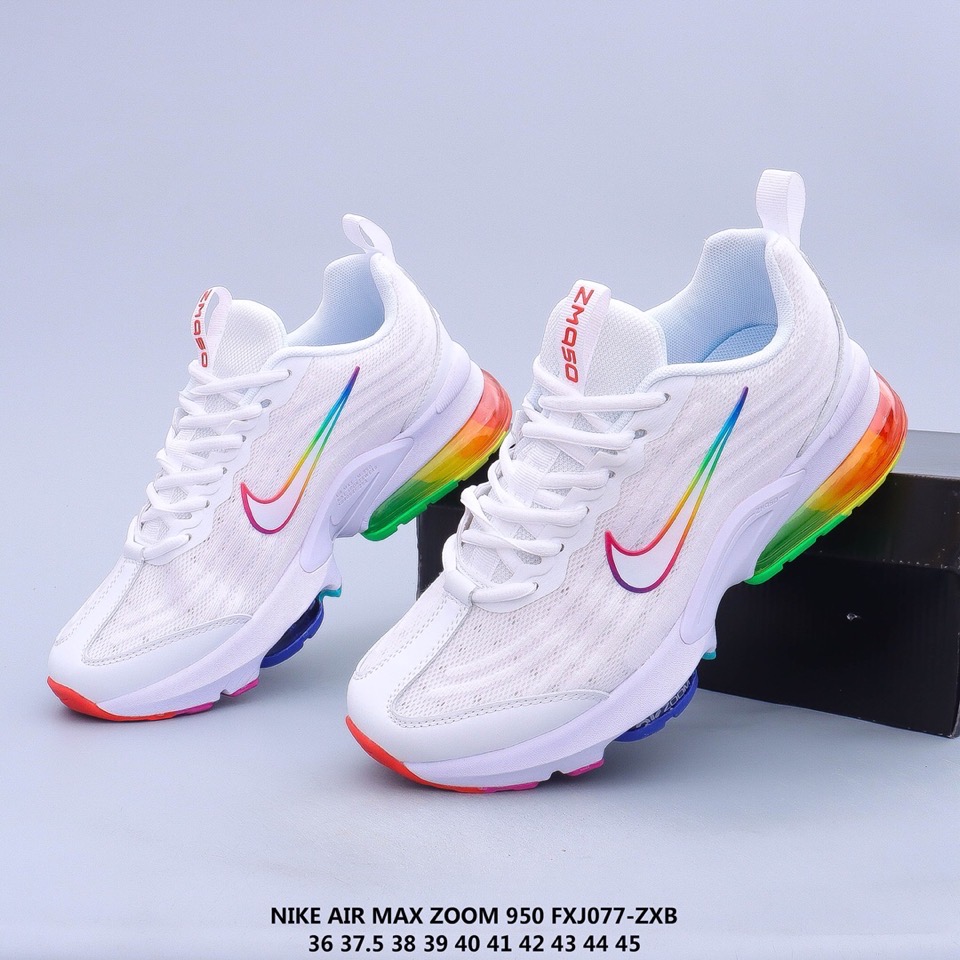 Women Nike Air Max Zoom 950 White Rainbow Shoes - Click Image to Close